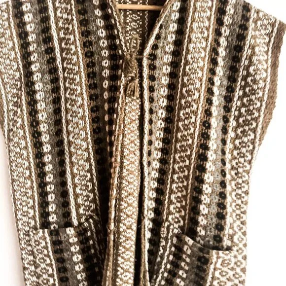 Vintage 70s Boho Browns Boho Vest OS - Picture 5 of 6